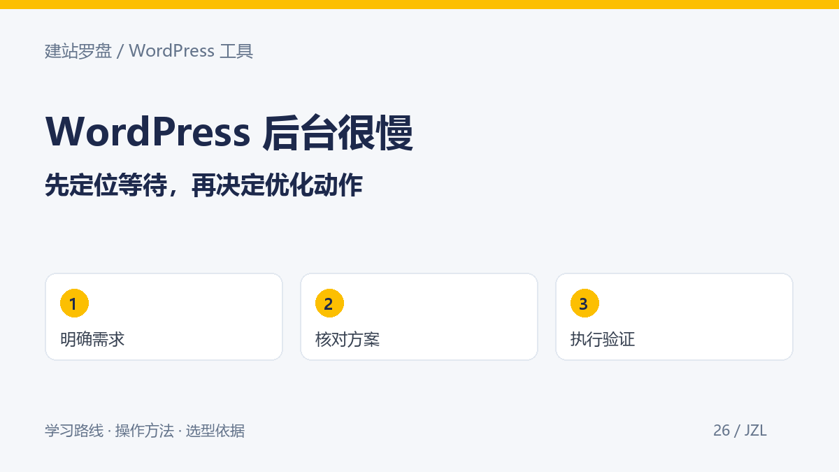WordPress后台很慢怎么办？从浏览器到主机的排查与优化
